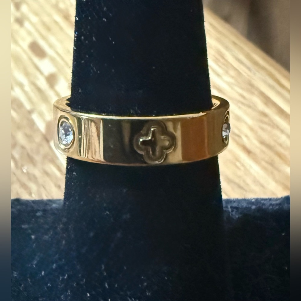 Stainless Steel Gold Plated Clover Ring
